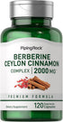 Piping Rock Berberine with Ceylon Cinnamon Complex, 2000 mg, 120 Vegetarian Capsules, Non-GMO, Gluten Free