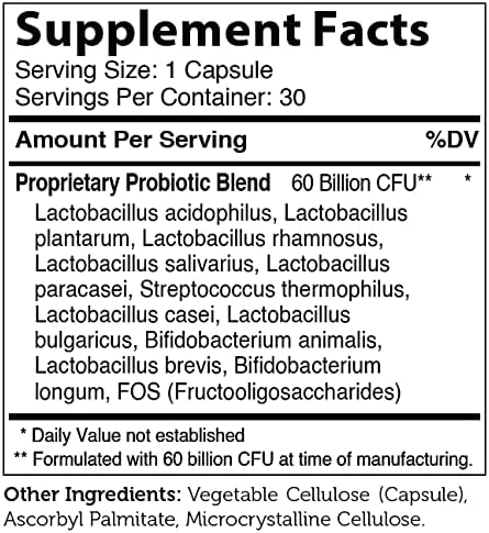 Zahler Biodophilus, 60 Billion Live Cultures, Supports Digestive Health, 30 Capsules