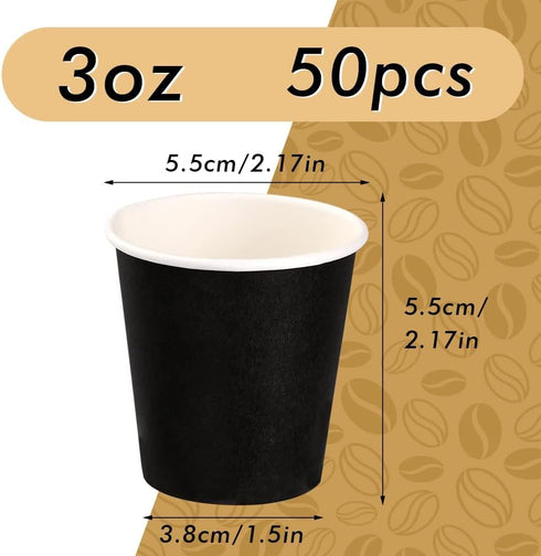 50 Pack 3 oz Paper Cups - Bathroom, Espresso Cups, Small Paper Cups for Mouthwash, Snacks, Suitable for Family, Party