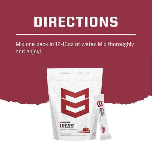 MTN OPS Super Reds Daily Health Drink Powder, Antioxidant Blend with Phyto-Nutrients, 30 On-The-Go Packs