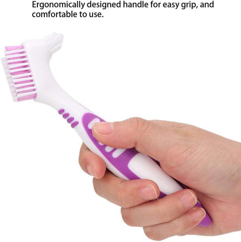 ZJchao Toothbrush, 2pcs Double-Sided Oral Care Denture Cleaning Brush, Portable Brushes for Household Effective Cleaning
