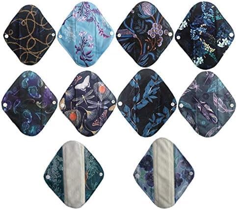 JOBEBE 10 8 Inch Pieces Light Mama Cloth/Menstrual Pads/Reusable Sanitary Pads Panty Liner