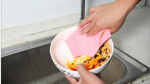 Reusable Cleaning Cellulose Sponge Cloths, Eco-Friendly Dishcloth Hand Towel for Kitchen, Car (2 Pack)