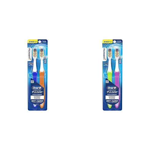 Oral-B Pulsar Expert Clean Battery Toothbrush, Medium, 2 Count & Pro-Health Pulsar Battery