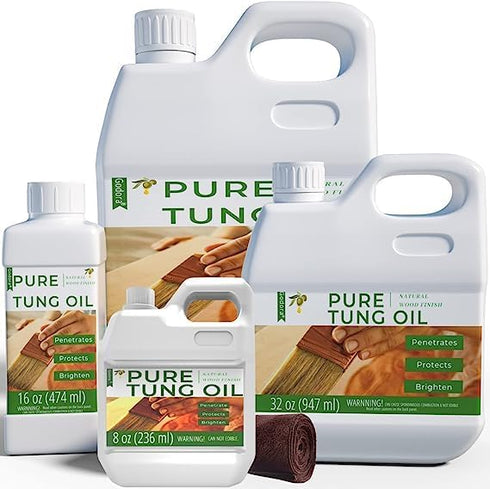 Godora 2pcs 8OZ Waterproof Tung Oil for Wood Finishing with Towel, 100% Natural Pure Tung Oil for Indoor and Outdoor