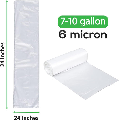 C&S Event Supply Co. Clear 7-10 Gallon Trash Bags - Un-Scented Disposable Garbage Bags for Kitchen, Bathroom, Office
