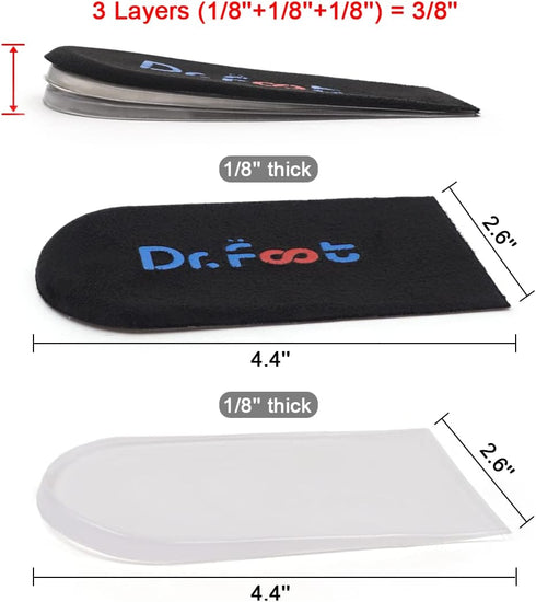 Dr.Foot Adjustable Orthopedic Heel Lift Inserts, Height Increase Insole for Leg Length Discrepancies, Spurs, Heel Pain