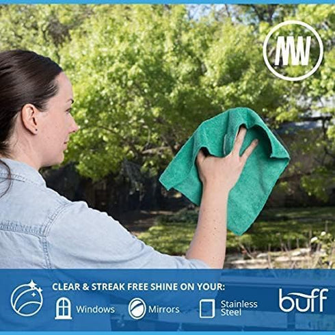 12 Pack MW Pro Multi-Surface Microfiber Cleaning Cloths, 12" x 12", Blue, Premium Towels for Cleaning