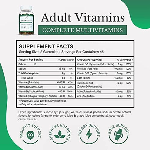 Salaam Nutritionals Adult Multivitamins, Vitamin Gummies for Women and Men, 90 Count, 2 Packs
