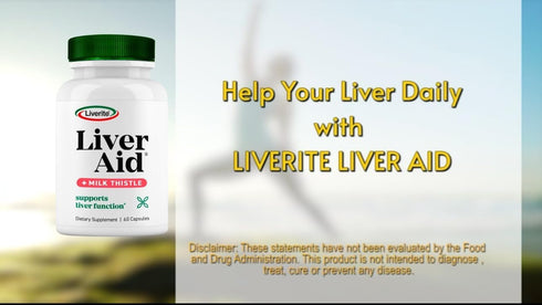 LIVERITE Liver Aid with Milk Thistle, 60 Capsules, Liver Support, Cleanse, Care, Function, Energy