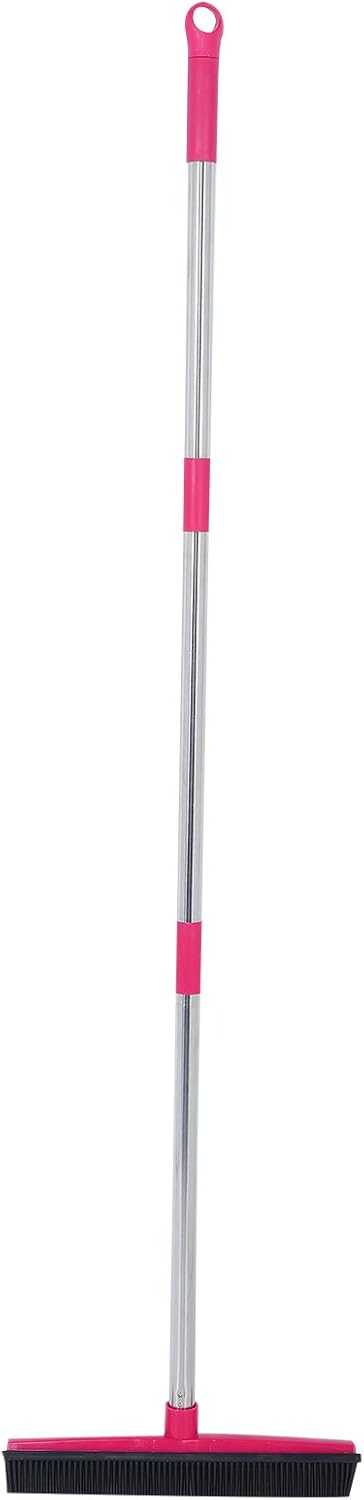 Carpet Hair Removal Broom with 48'' Telescoping Handle, Rubber Broom Carpet Rake for Pet Hair Dust Removal, Daily