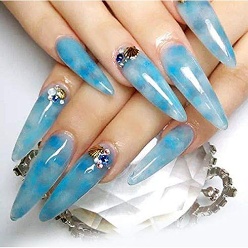 YIMART 500pcs/pack Stiletto False Nails - Clear Long Almond False Nail Tips for Decoration Nails Salon (Clear Long