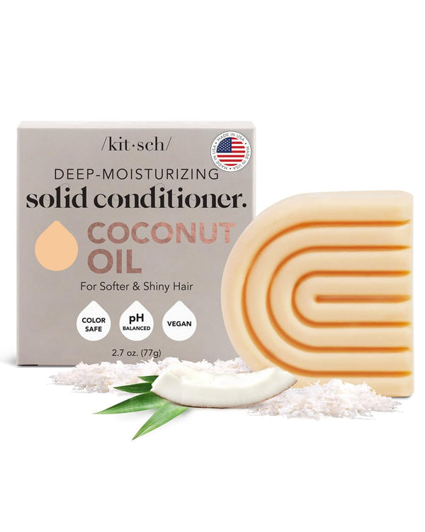 Kitsch Coconut Oil Conditioner Bar - Deep Moisturizing Hair Conditioner for Women and Men, 2.7 oz, Silicone, Paraben &