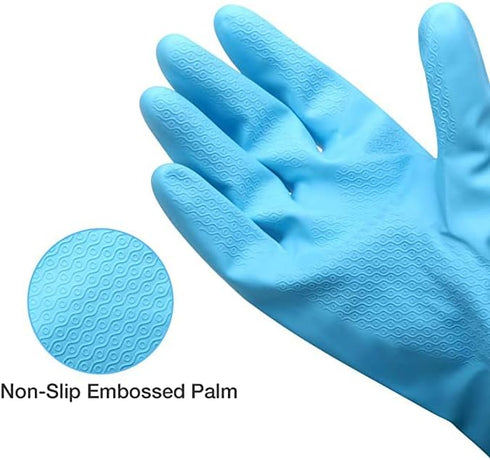 Alimat PluS Reusable Cleaning Gloves, Latex Free Dishwashing Gloves with Cotton Flock Liner, Pink