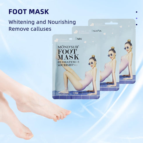 MOND'SUB Moisturizing Hand & Foot Masks, 3 Glove & 3 Socks for Dry Hands and Cracked Heels with Argan Oil