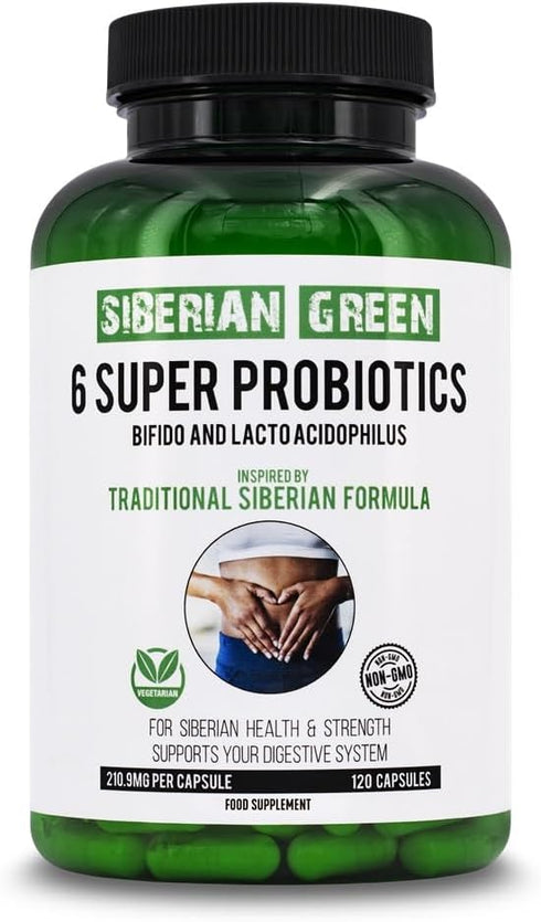 6 Super Probiotics, 120 Capsules, Traditional Formula with Bifido & Lacto Acidophilus for Digestion
