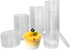 100 Pcs 8 OZ Disposable Plastic Cups with Flat Lids, Snack Bowls for Ice Cream, Cake, Fruit, Parfait, Pudding