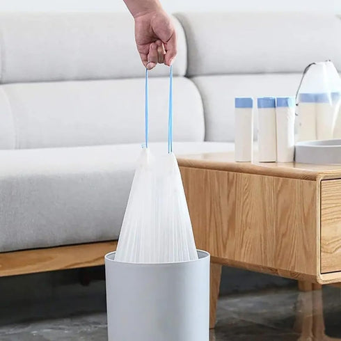 TsuvyXeg 4 60 Count Drawstring Trash Bags Gallon Garbage Rubbish Wastebasket Strong Heavy Duty Bags for Kitchen Bedroom