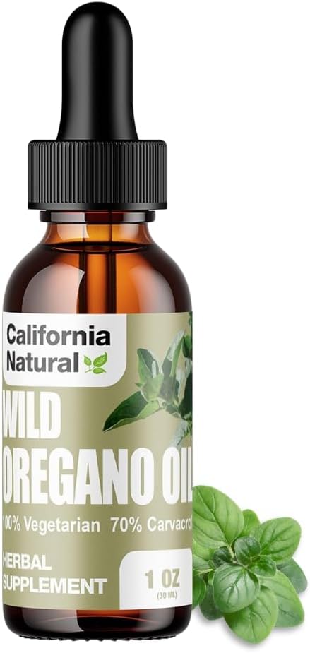 Wild Oregano Oil 1oz Bottle - California Natural - 100% Vegetarian Immune System & Digestive Support
