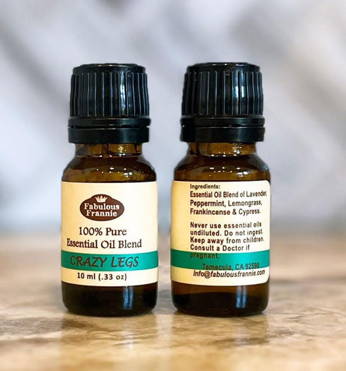 Fabulous Frannie Crazy Legs Essential Oil Blend Made with Lavender, Peppermint, Lemongrass, Frankincense and Cypress essential oils 10ml