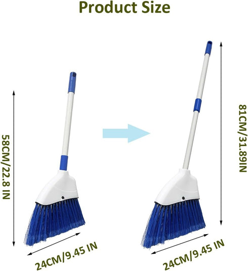 Small Broom - Indoor or Outdoor Portable Broom with Adjustable Handle for Housekeeping and Pet Nest (White&Blue)