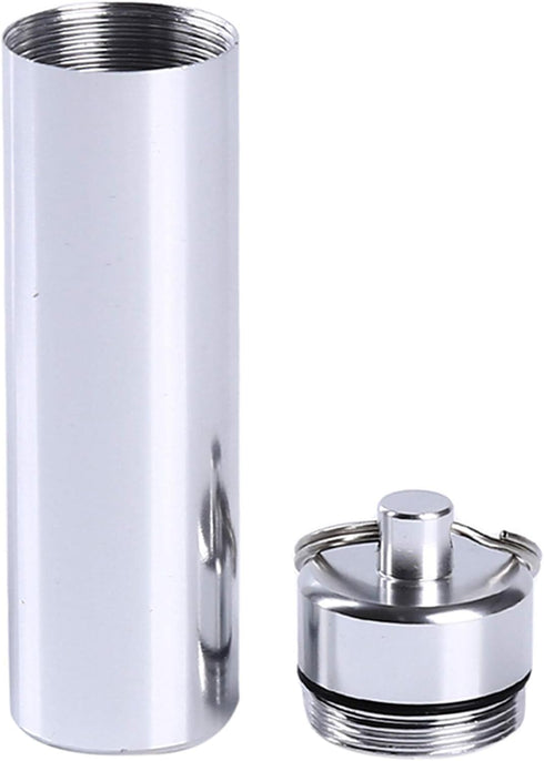Silver Portable Pill Box Keychain, Waterproof Mini Organizer Case for Purse, Outdoor Travel Medicine Container