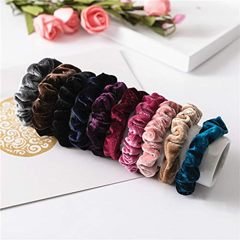 Small Funtopia 24 Pcs Velvet Scrunchies, Colorful Hair Ties for Thick and Thin Hair, Soft Mini Elastic Ponytail Holders