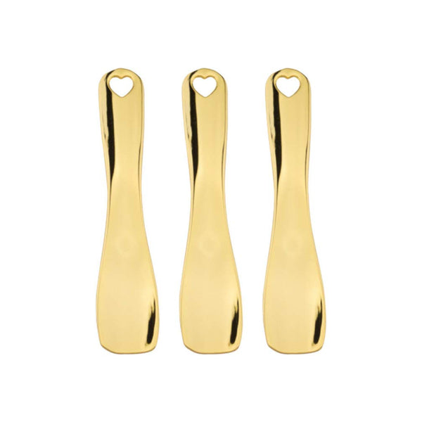 3pcs Makeup Spatula - Small Alloy Face Cream Spoon for Reusable Mask Scoop and Beauty Tools (Golden)