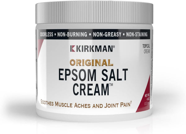 Kirkman Epsom Salt Cream, 4oz Cream, Gluten Free, Casein Free