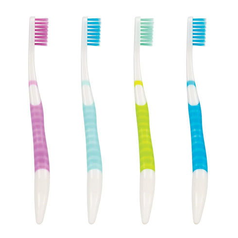 SmileGoods A282 Toothbrush, 28 Tuft, Soft Bristle, Individually Packaged, Assorted Colors, Bulk Pack of 72