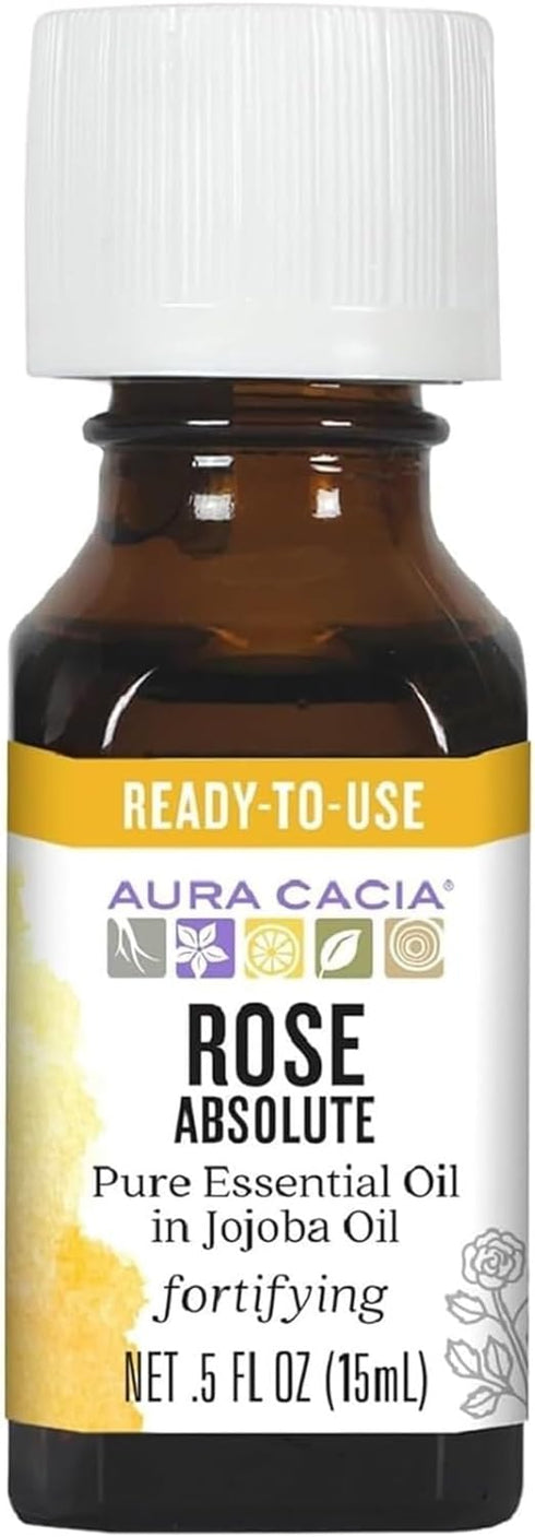 Aura Cacia Rose Absolute Pure Essential Oil in Jojoba Oil, 0.5 Ounce