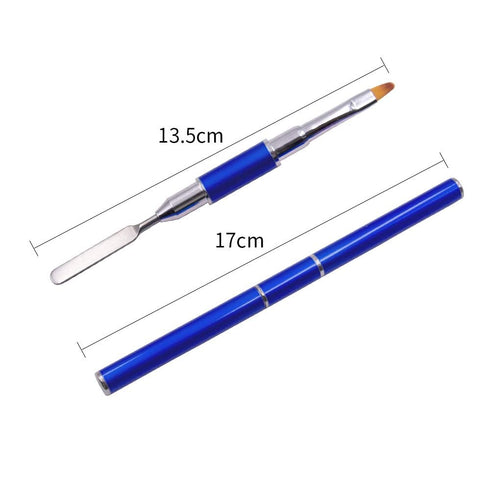Kalolary 2Pcs Dual-Ended Poly Gel Nail Brush & Picker, 2 in 1 Stainless Steel Tool for UV Gel Acrylic Nails