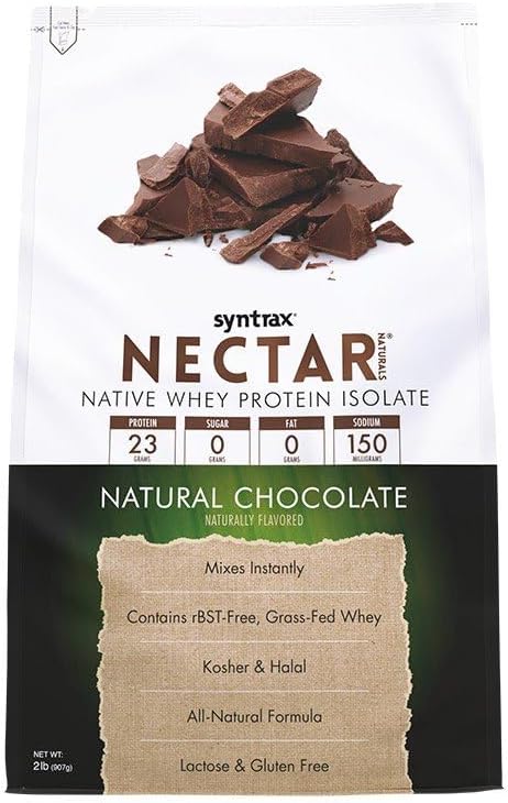 Syntrax Nutrition Nectar Naturals 100% Whey Isolate Protein Powder, Natural Chocolate, 2 lbs