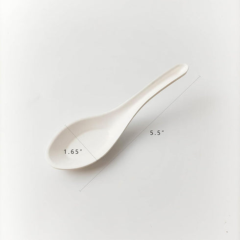 Eco Friendly Disposable Soup Spoons, 5.5" Sugarcane Fiber Spoon for Take-out Ramen Pho Noodles (50 PCS)