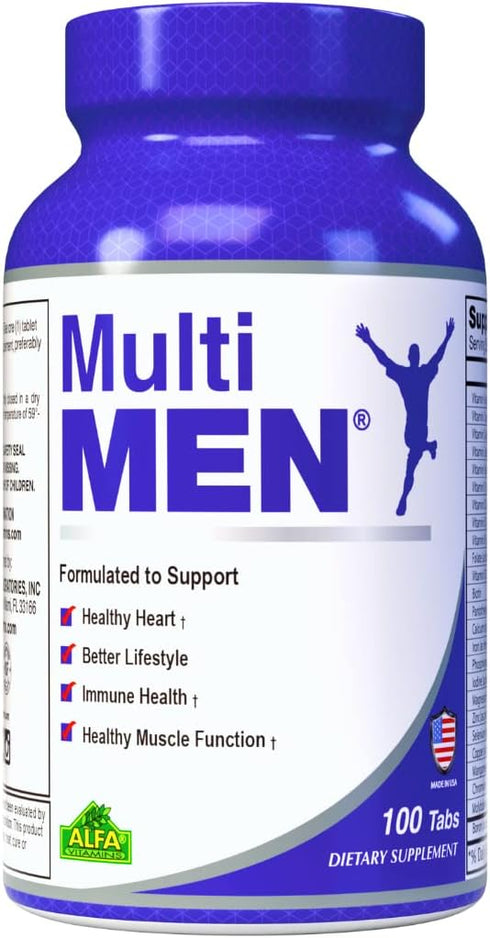 Multi Men 100 Tablets - Dietary Supplement with Vitamins, Minerals, Herbs, Amino Acids