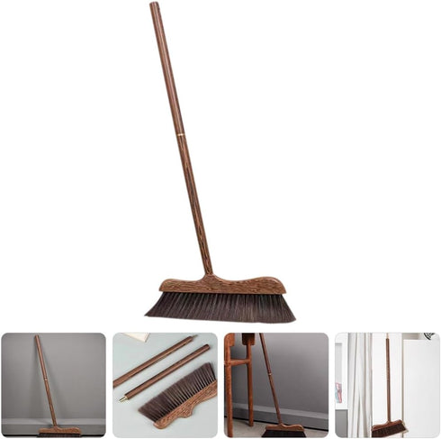 UNOMOR Handmade Soft Wood Broom, Long Handle for Dust Removal, Kitchen Cleaning, Patio, and Floor Brush