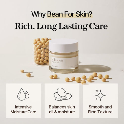 mixsoon Bean cream Vegansnail - Long-lasting Soothing Hydration Cream for Face, Korean Skin Care 1.69 fl.oz 50ml