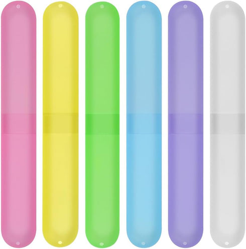 48PCS Portable Plastic Toothbrush Cases in Six Colors, Dust-proof Holder for Daily and Travel Use