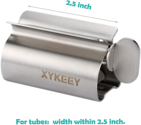 Set 2 XYKEEY of Toothpaste Squeezer Rollers, Metal Toothpaste Tube Wringer Seat Holder Stand (Stainless Steel)