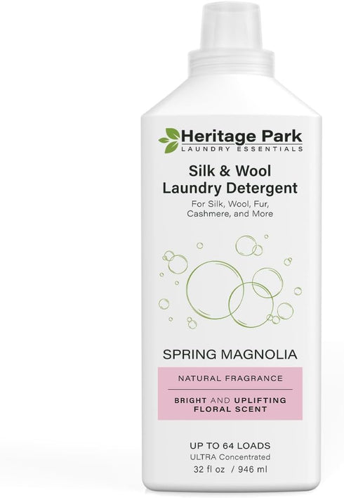 Heritage Park Silk & Wool Spring Magnolia Floral Scent Laundry Detergent, pH-Neutral, Enzyme-Free, 32 fl oz, Up to 64