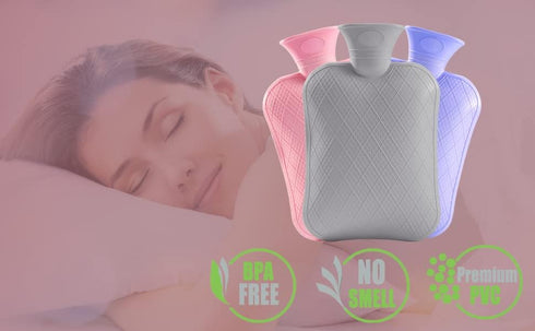 FORICOM Hot Water Bottle with Cover, 2 Liter Hot Water Bag for Pain Relief, Heating Pad, BPA Free (Green)