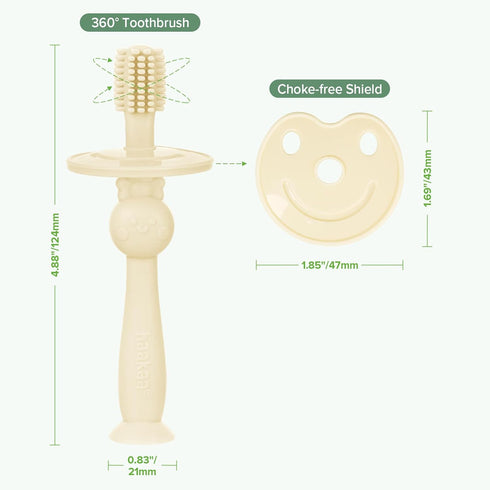 haakaa Infant Toothbrush, Easy to Hold 360° Baby Toothbrush for 6month+ Infants, 1pc (Cream)