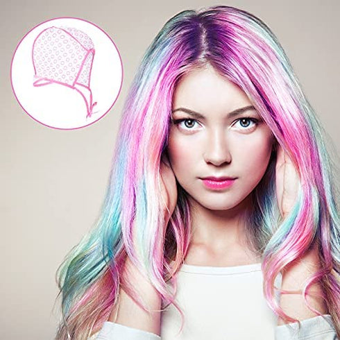 Waydress 6 Pieces Highlight Hair Cap, Salon Hair Coloring Highlighting Dye Tipping Cap with Needles