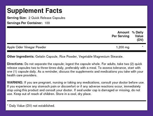 Piping Rock Apple Cider Vinegar Capsules 1800 mg | 200 Pills | Potent ACV Supplement | Non-GMO, Gluten Free