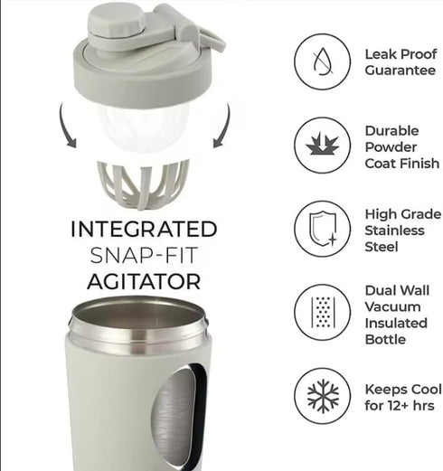 Stainless Steel Shaker Bottle: Perfect for Protein Shakes, Pre-Workout, Smoothies, Odor-Resistant