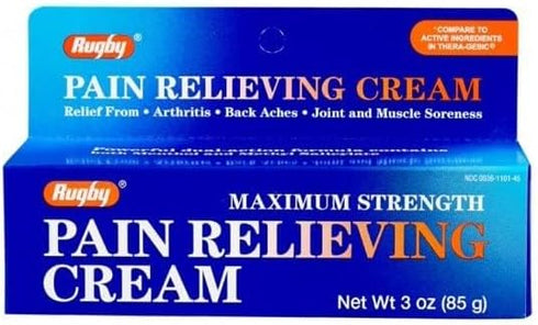 Rugby Maximum Strength Pain Relieving Cream, 3oz Tube, 3 Pack