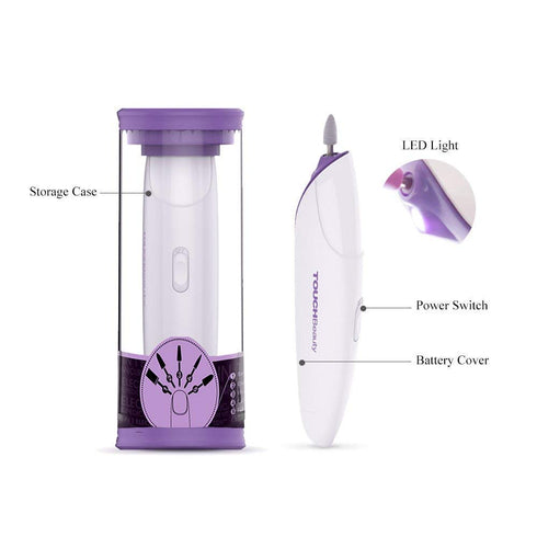 Professional Automatic Electric Nail File Set, 5 Interchangeable Attachments, Cordless Battery Operated