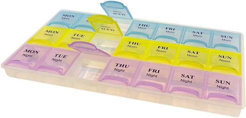 Inspiration Industry |7-Day Weekly Pill Organizer with Snap Lids Morn/NOON/Night |for Pills, Vitamin.