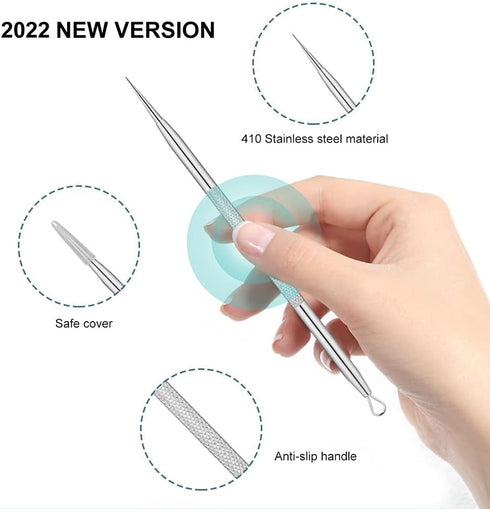 La chat Pimple Extractor Tools, Blackhead Remover, Acne Removal Kit for Blemish and Whitehead Treatment (2PCS)