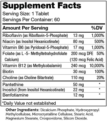 Zahler B Complex - 60 Tablets with all 8 Bioactive B Vitamins, Time Release Two Stage Delivery System, Certified Kosher